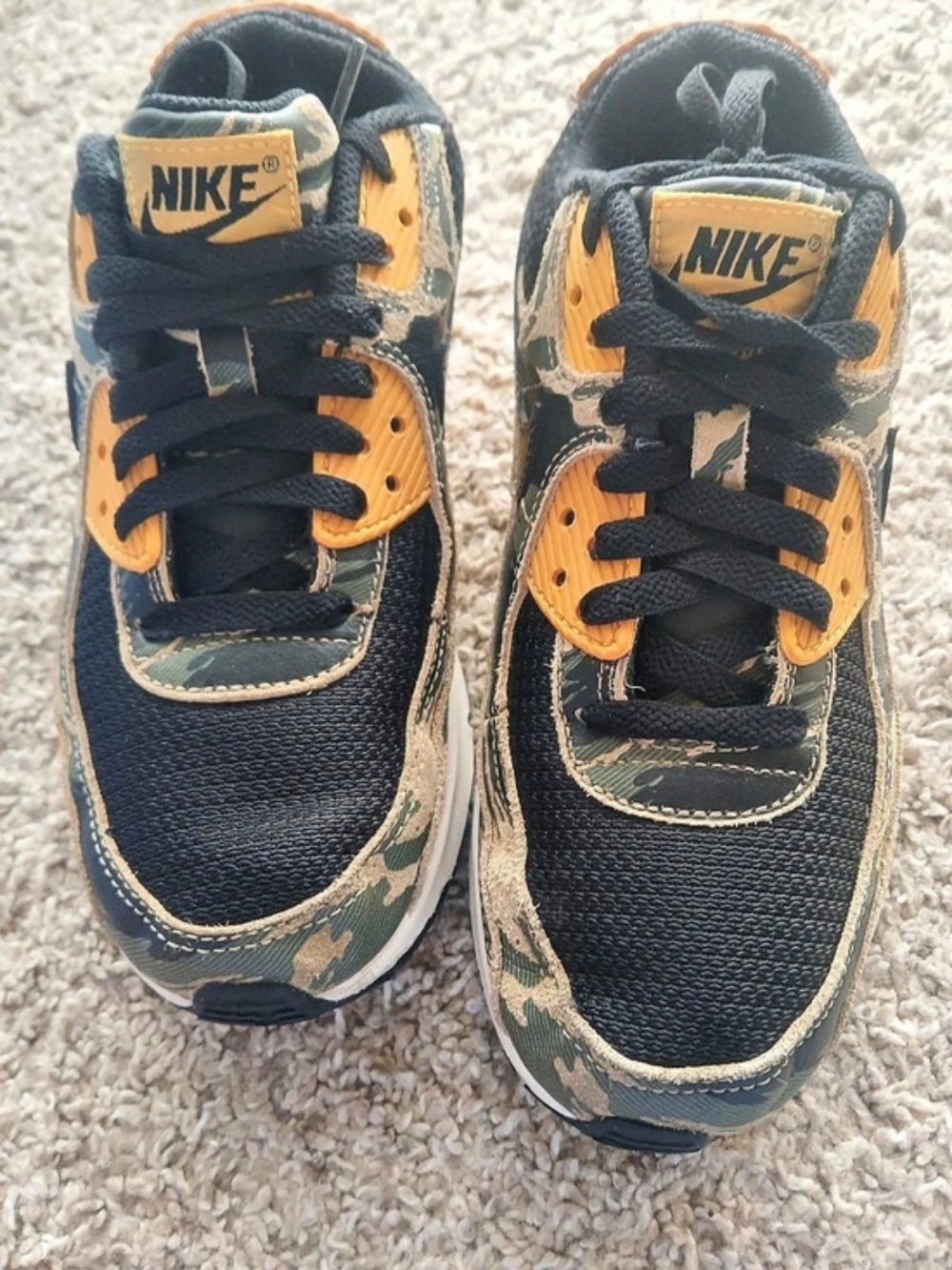 Nike Air Max Camo Sneakers Black & Yellow 4.5 Y